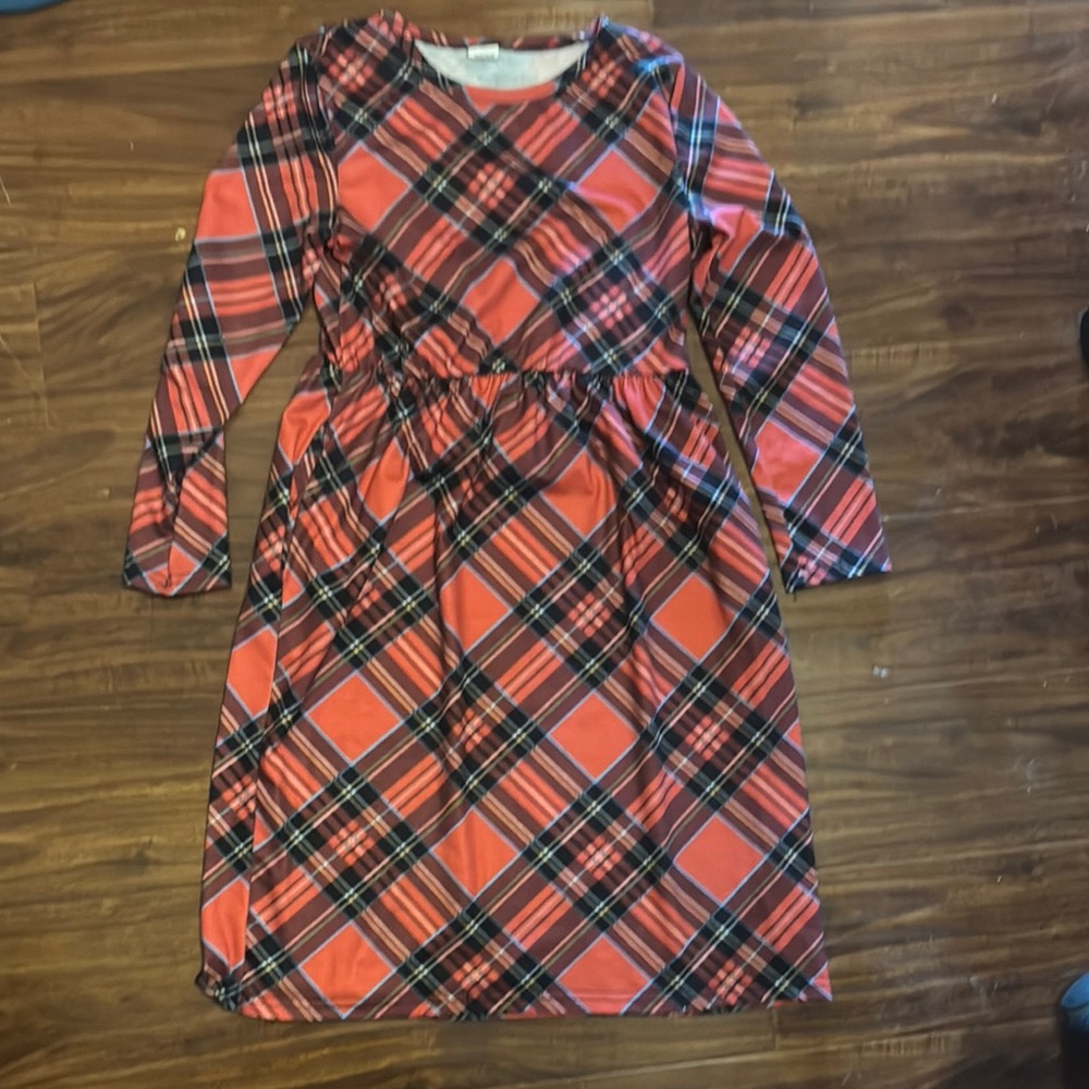 Plaid Kids Dress in Red and Black